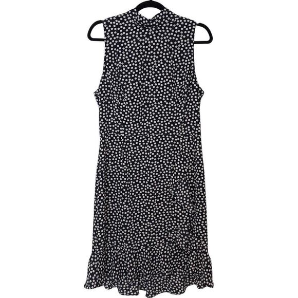 Betsey Johnson Polka Dot Ruffle Detail Sleeveless Flounce Dress Navy/Ivory (14) - Picture 2 of 12